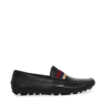 Black Steve Madden Baz Leather Men's Loafers | PH 8150GME